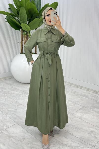 Haki Ajda Elbise Tesettür Giyim