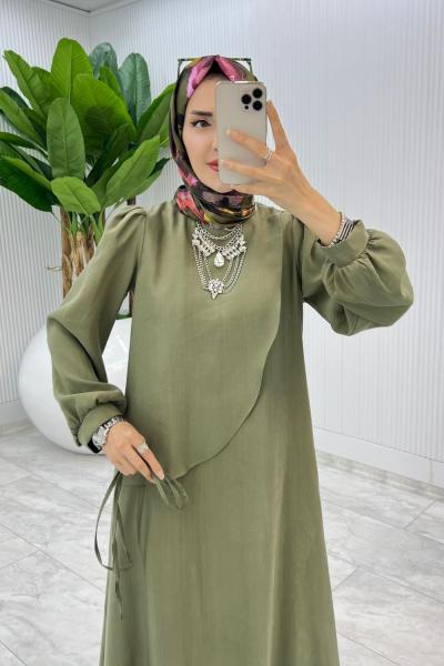 Haki Premium Paris Elbise Tesettür Giyim
