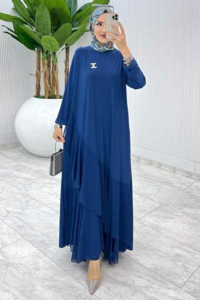 İndigo Broşlu Gülşah Elbise Tesettür Giyim