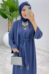 İndigo Premium Sofia Abaya Takım Tesettür Giyim