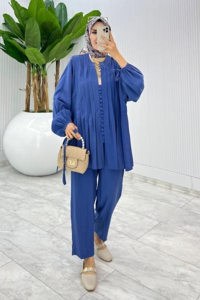 İndigo Premium Nervür Takım Tesettür Giyim