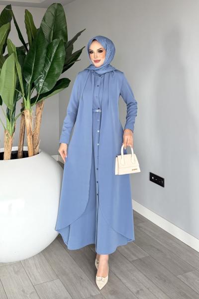 İndigo Premium Pera Elbise Ferace Tesettür Giyim