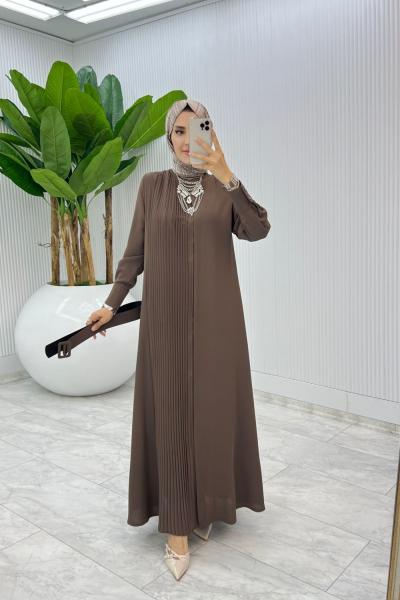 Kahve Busem Elbise Tesettür Giyim