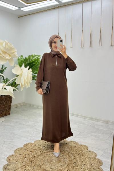 Kahve Ferda Elbise Tesettür Giyim