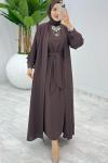 Kahve Premıum Melek Abaya Takım Tesettür Giyim