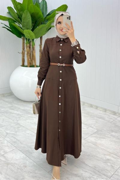 Kahve Premium Selin Elbise Tesettür Giyim
