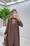 Kahve Premium Üçlü Derin Takım Tesettür Giyim