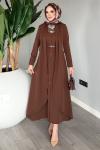 Kahve Premium Pera Elbise Ferace Tesettür Giyim