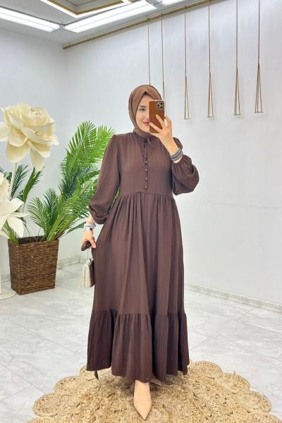 Kahve Şerife Elbise Tesettür Giyim