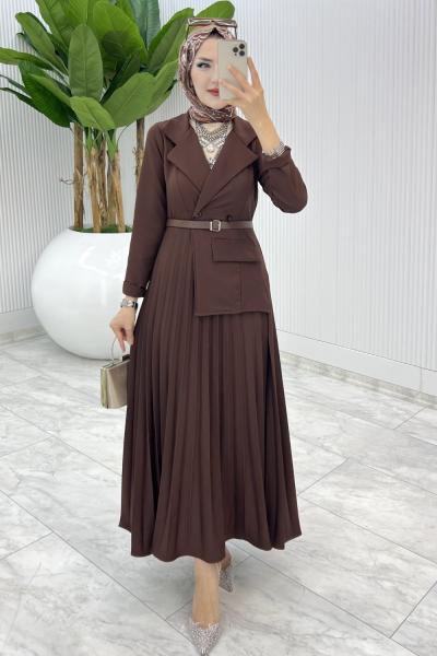 Kahve Tasarım Tuana Elbise Tesettür Giyim