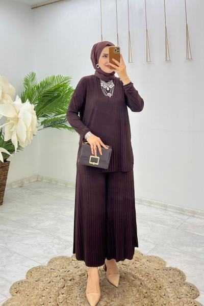 Kahve Sevda Takım Tesettür Giyim