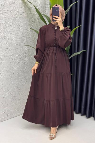 Kahverengi Handan Elbise Tesettür Giyim