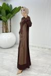Kahverengi  Asya Deri Cepli Elbise Tesettür Giyim