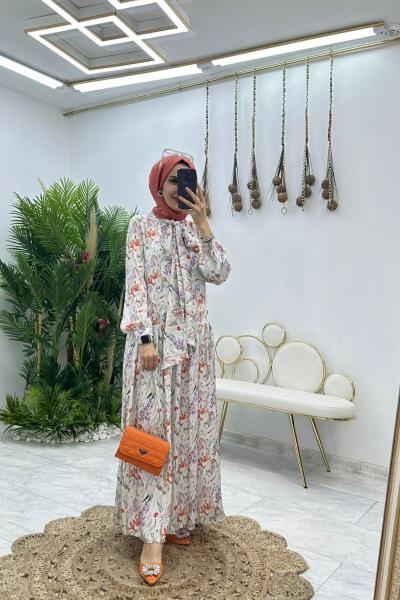 Kiremit Lavanta Elbise Tesettür Giyim