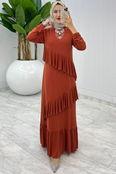 Kiremit Premium Tijen Elbise Tesettür Giyim