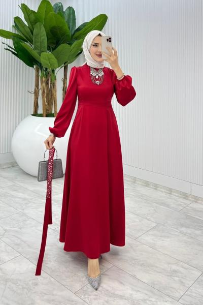 Kırmızı Mia Elbise Tesettür Giyim