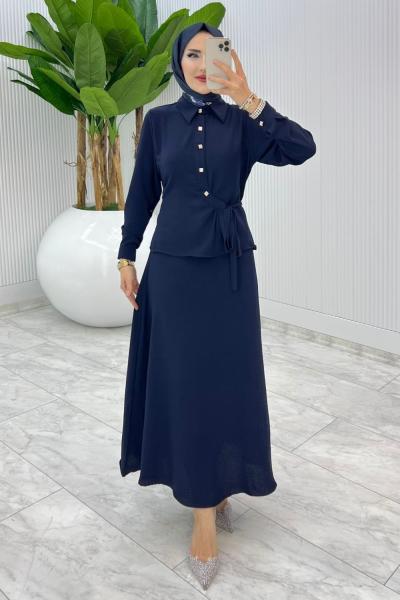 Lacivert Şeyda Etek Takım Tesettür Giyim