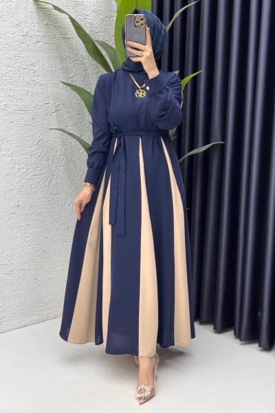 Lacivert  Nilhan Elbise Tesettür Giyim