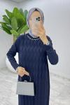 Lacivert  İzel Triko Elbise Tesettür Giyim