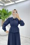 Lacivert  Eftelya Etek Takım Tesettür Giyim