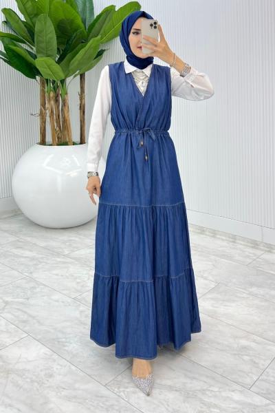 Lacivert Baha Kot Jile Tesettür Giyim