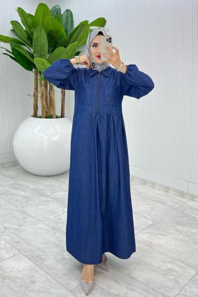 Lacivert Cepli Kot Tansel Elbise Tesettür Giyim