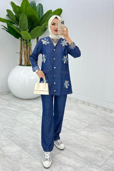 Lacivert Cansel Kot Takım Tesettür Giyim