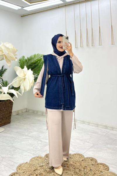 Lacivert Diba Kot Yelek Tesettür Giyim