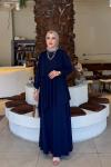 Lacivert Hürrem Sendi Kumaş Tam Boy Tesettür Elbise