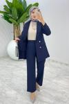Lacivert Hande Ceket Takım Tesettür Giyim