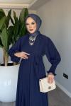 Lacivert Meşk Abaya Takım Tesettür Giyim
