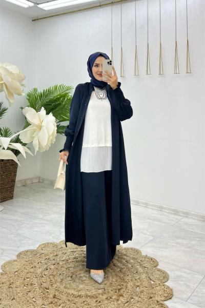 Lacivert Premıum Scuba Naz Takım Tesettür Giyim