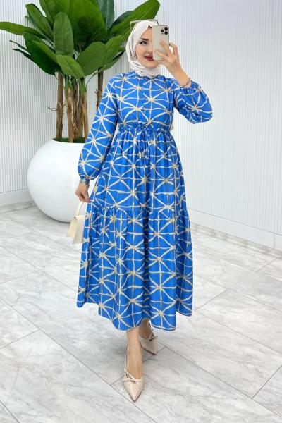 Mavi Diya Elbise Tesettür Giyim