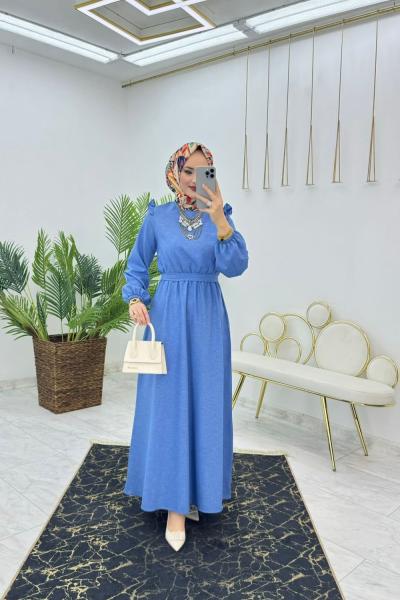 Mavi Liza Elbise Tesettür Giyim