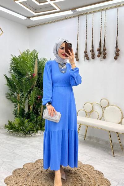 Mavi Meryem Elbise Tesettür Giyim
