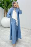 Mavi Mısra Kot Takım Tesettür Giyim