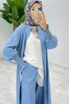 Mavi Mısra Kot Takım Tesettür Giyim
