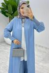 Mavi Mısra Kot Takım Tesettür Giyim