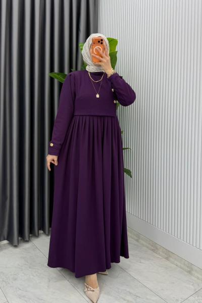 Mürdüm Burgu Sinem Elbise Tesettür Giyim