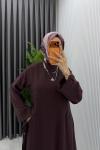 Mürdüm Cansu Müslin Kumaş Tesettür Takım