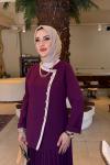 Mürdüm Meltem Piliseli Etekli Ceketli Double Krep Kumaş Tesettür Giyim