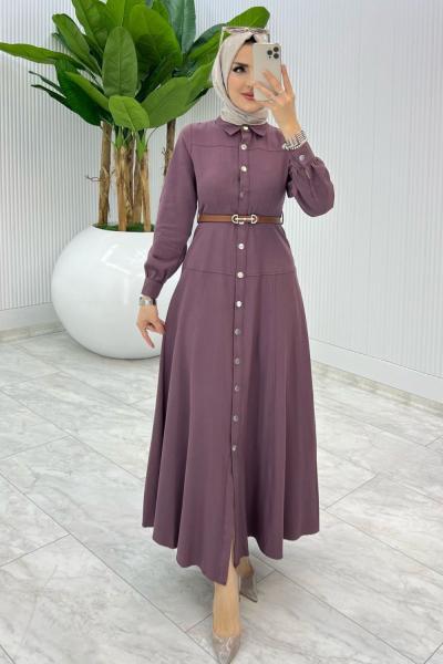 Mürdüm Premium Selin Elbise Tesettür Giyim