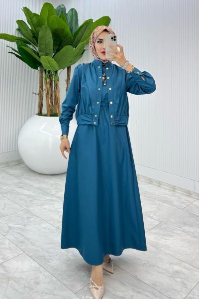 Petrol Premium Gizem Takım Tesettür Giyim