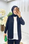 Siyah Yaprak Kimono Tesettür Giyim