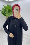 Siyah Arzu Triko Elbise Tesettür Giyim