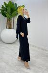 Siyah Asimetrik Takım Tesettür Giyim