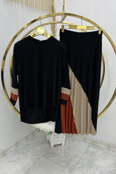 Siyah Boydan Şerit Sendi Etek Takım