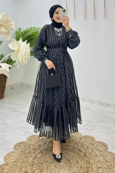 Siyah Cemre Elbise Tesettür Giyim