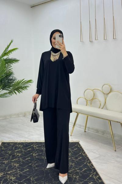 Siyah Doğa Takım Tesettür Giyim