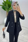 Siyah Hande Ceket Takım Tesettür Giyim